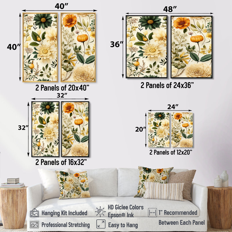 Motif floral boho Wanderlust, H 36 po x l 48 po, Impression encadrée flottante, Noir