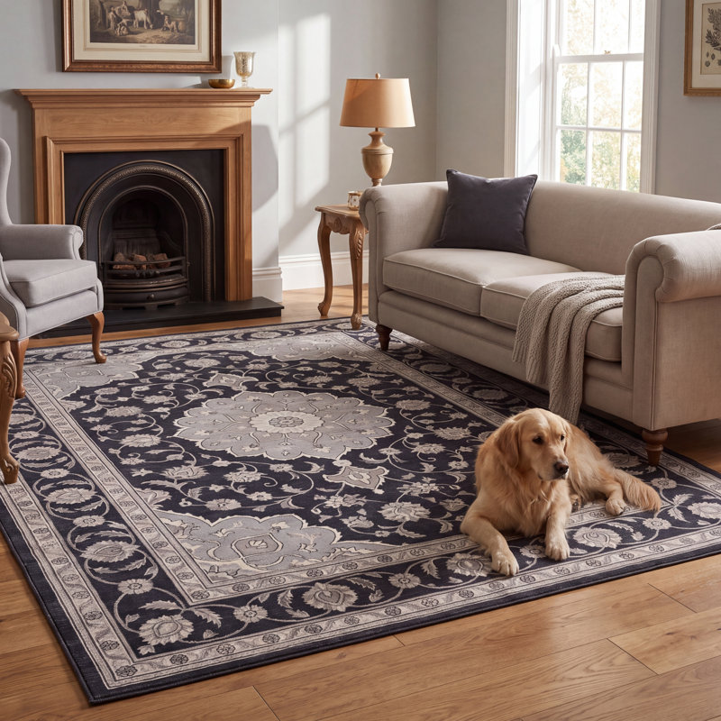 Tapis Orchard2 Traditionnel Médaillon Style persan Gris Ivoire Beige Lavable à la machine Antidérapant Poils courts Intérieur Extérieur Adapté aux animaux domestiques Salon Chambre Salle à manger Entrée Couloir Bureau