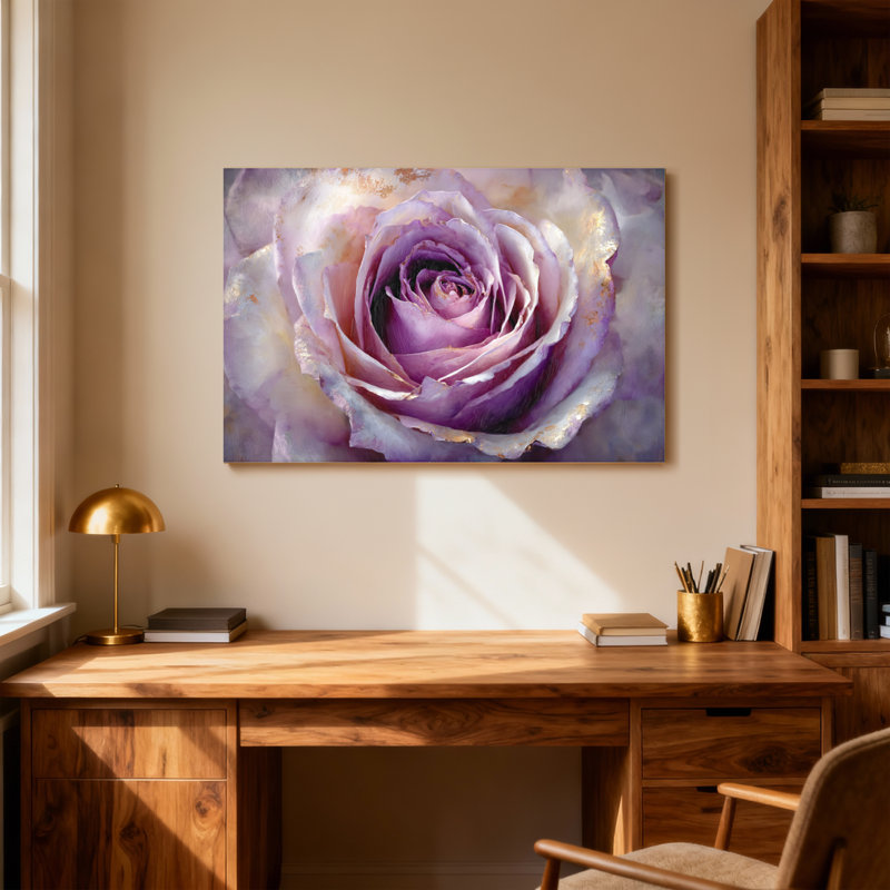 Plantes et fleurs, rose mauve, reproduction d'art sur toile, H 20 po x l 30 po