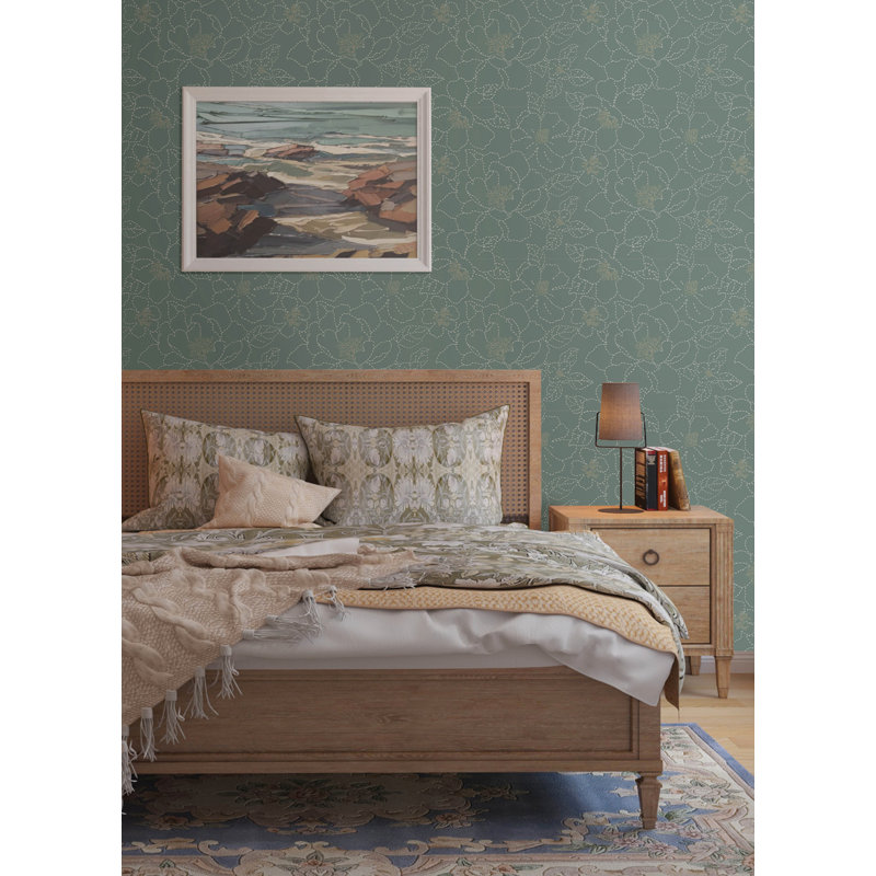 Double rouleau floral Camariya, Vert
