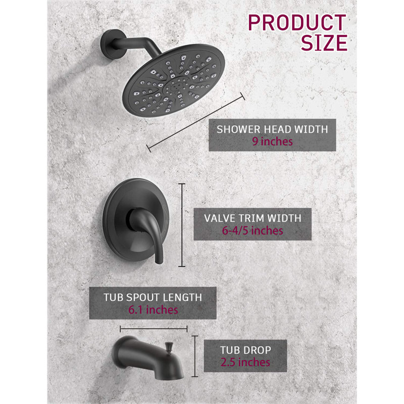 All-In-One Kit with Rough in-Valve, Matte Black