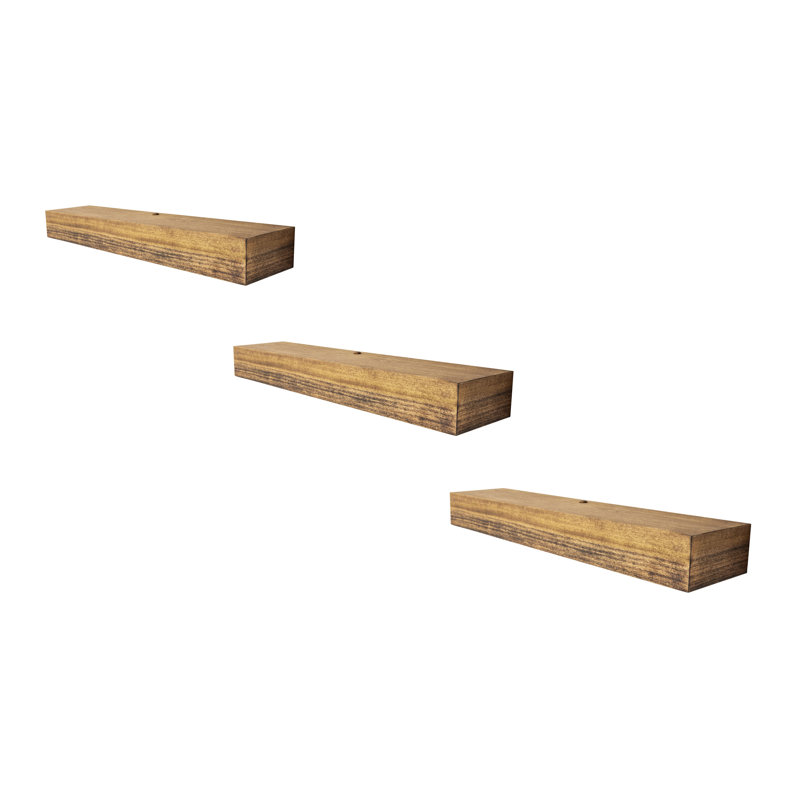 Rayne Poplar Floating Shelves, 4" H x 64" W x 5" D