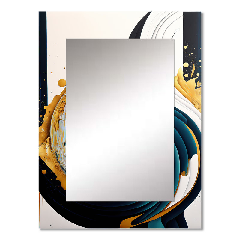 Art abstrait bleu et bleu, peinture abstraite VI - miroir mural abstrait unique, 32 po x 24 po