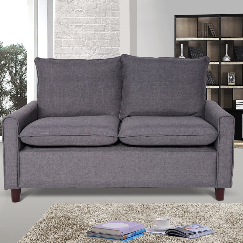 Schaller Upholstered 52'' Loveseat, Dark Gray 100% Linen