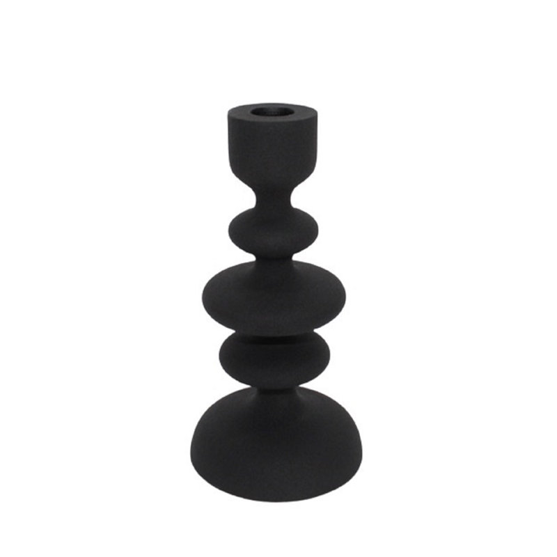 Giedre Aluminum Tabletop Candlestick, Black, 10.25" H x 4" W x 4" D