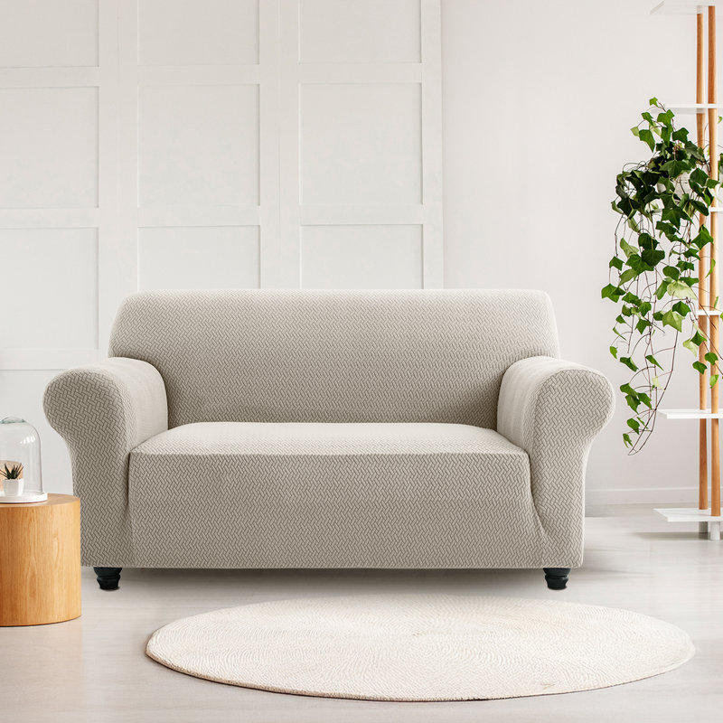 Premium Stretch Spandex Sofa Cover - Durable, Stylish & Easy-Fit Slipcover, 179cm H x 224cm W - (2 Seater), Beige
