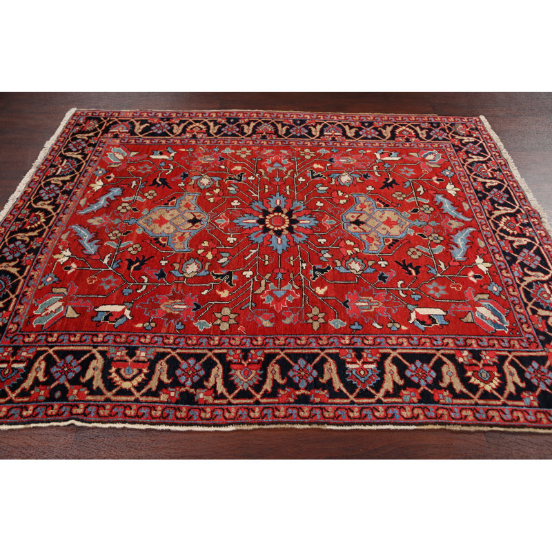 Tapis de zone en laine 11 pi 4 po x 17 pi 6 po one-of-kind à la main noué la heriz