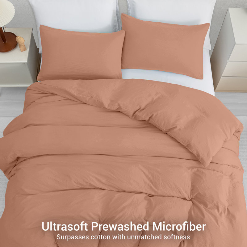 Microfiber Solid Colour Duvet Cover Set, Double (200cm x 200cm), Rose