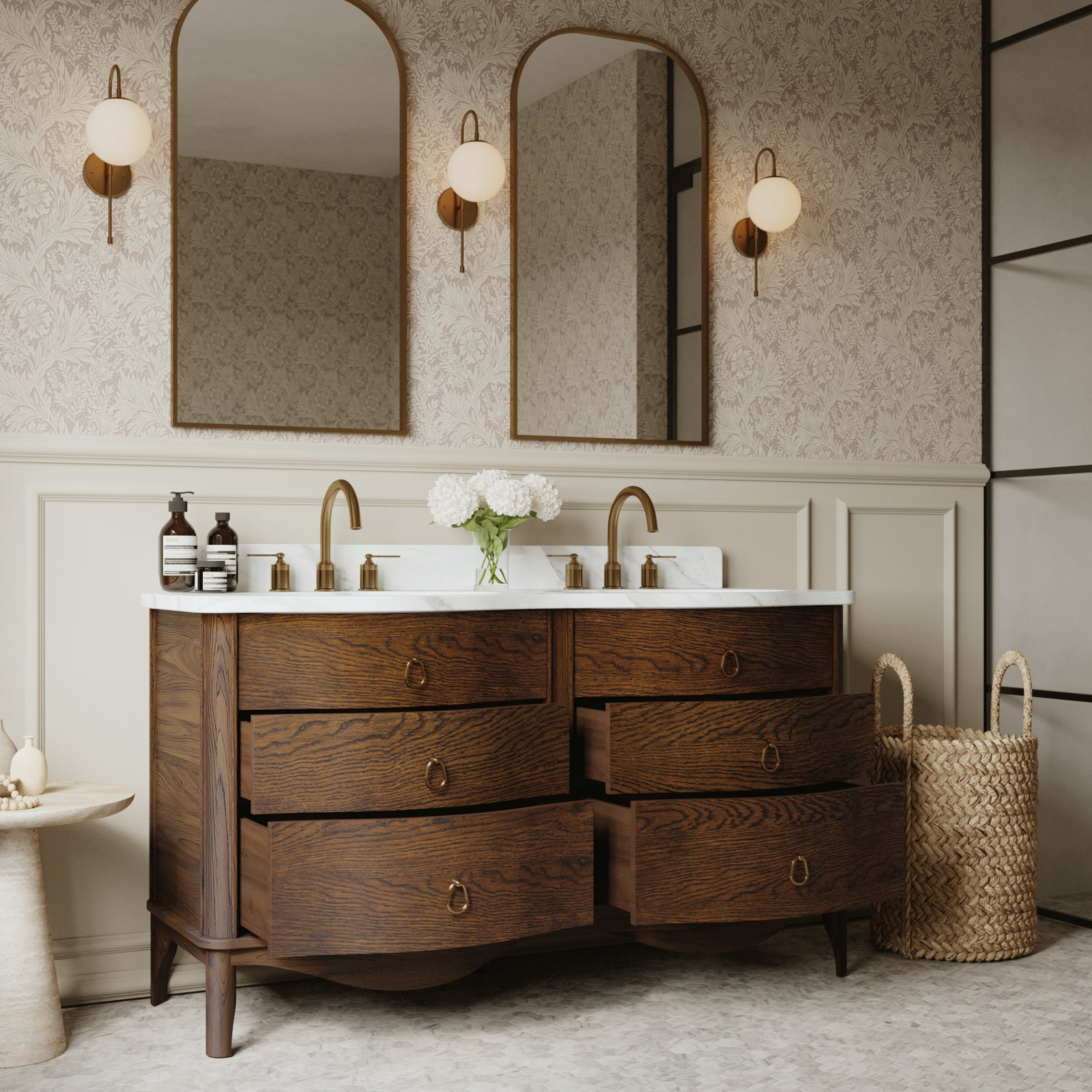 Emmy Bathroom Vanity, Enhanced Brown Oak, 60"