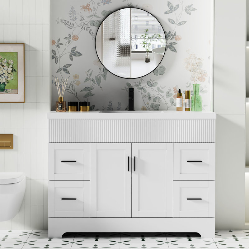 Breonica Wood 48" W Single Vanity Set, White