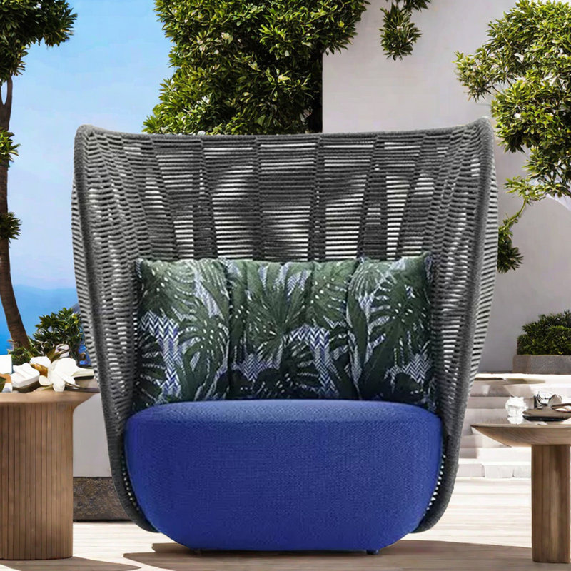 Méridienne d'extérieur en tissu, Bleu