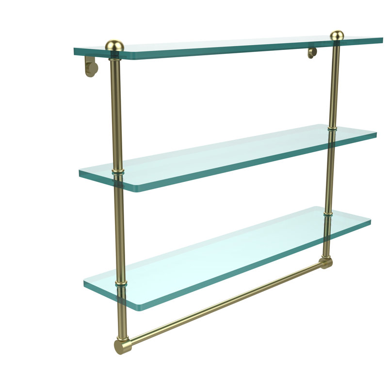 Étagère 3 pièces avec barre à serviettes Gober, 16 po, Laiton satiné