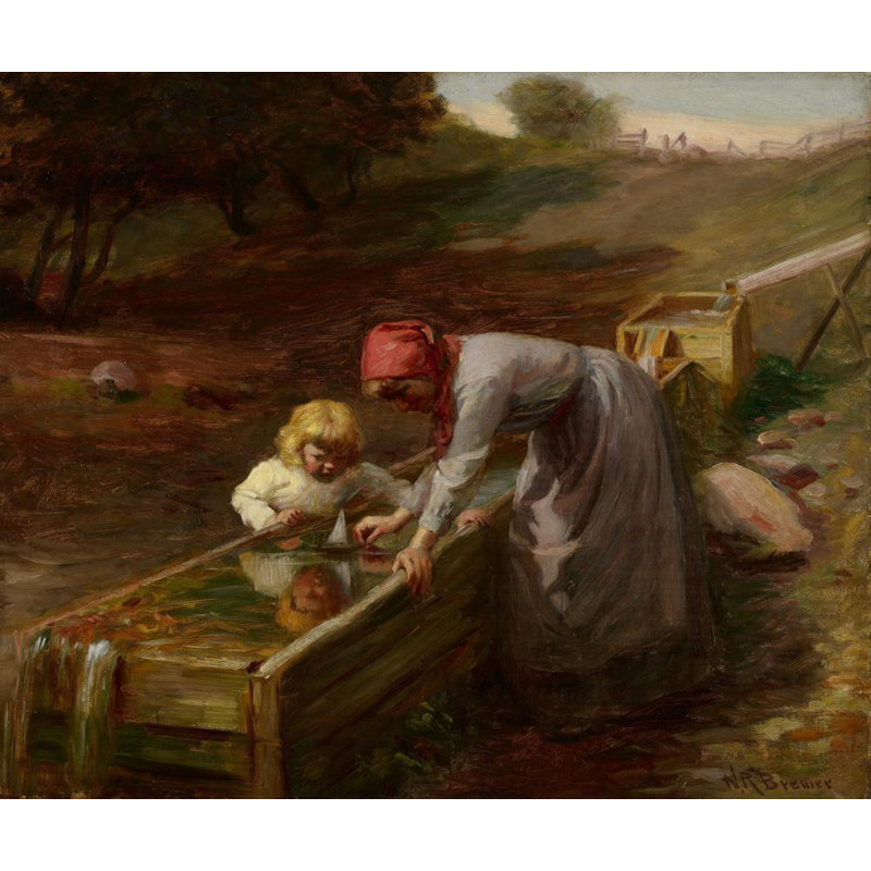 "At the Spring" par Nicholas Richard Brewer - Art mural sur toile tendue avec châssis, H 24 po x l 17 po