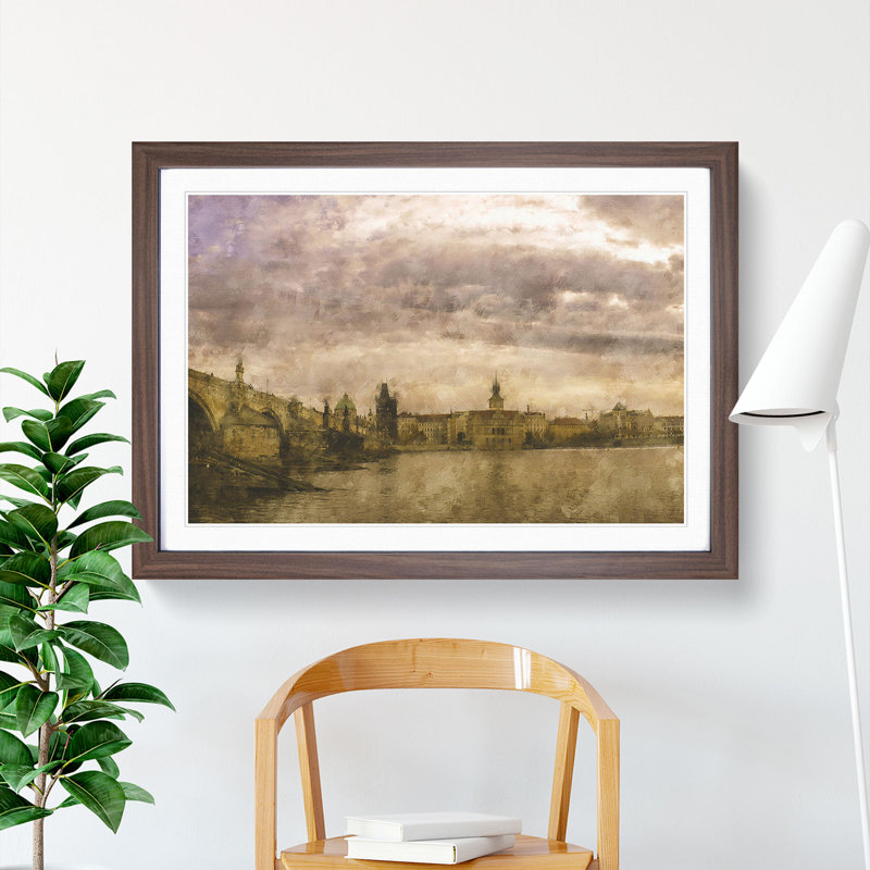 Charles Bridge in Prague Vol.1 - Framed Print, Walnut Framed, 48cm H x 65cm W x 2cm D