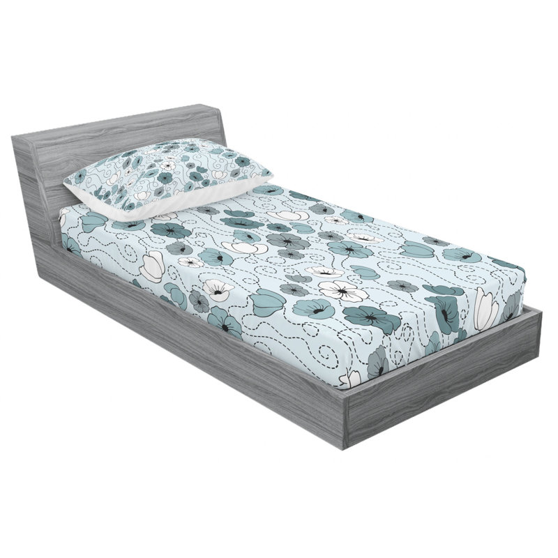 Microfiber Floral Sheet Set, Twin XL Sheet Set with Fitted Sheet