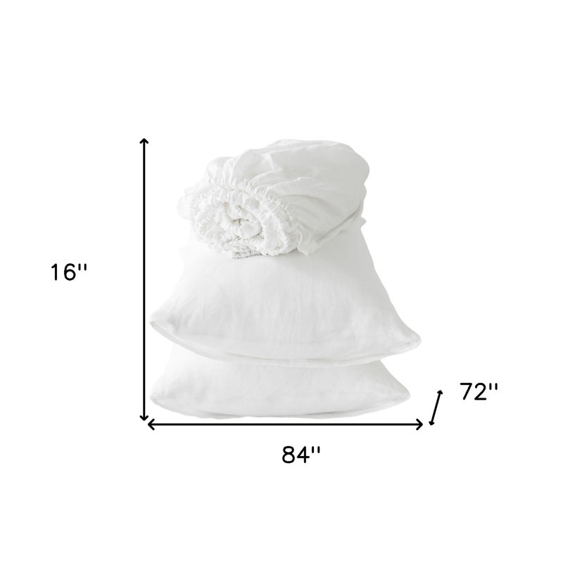 Ensemble de draps en lin ivoire quatre pièces, Ensemble de draps pour très grand lit