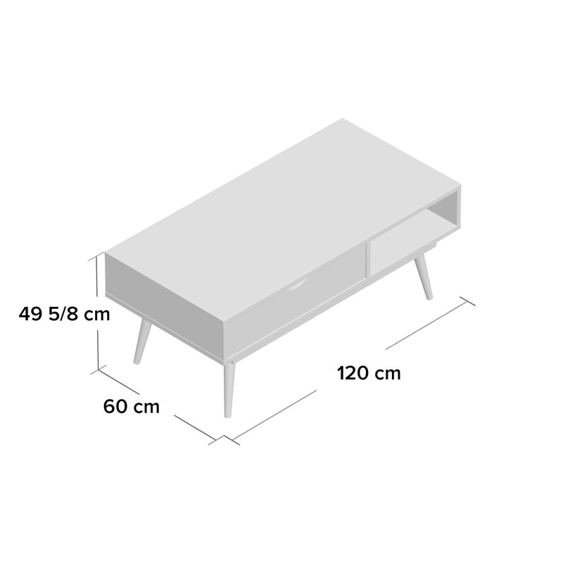 Caroline Four Leg Coffee Table with Storage, White