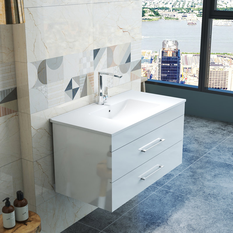 Meuble-lavabo mural avec tiroirs doubles