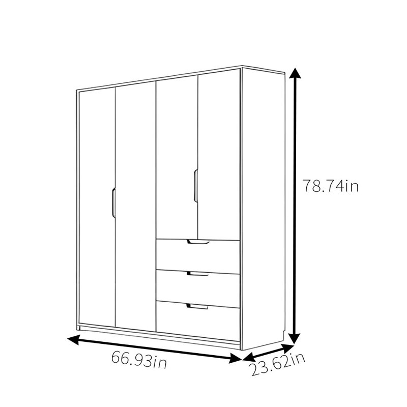 Modern Simple Classic Wardrobe, 78.74" H x 66.93" W x 23.62" D