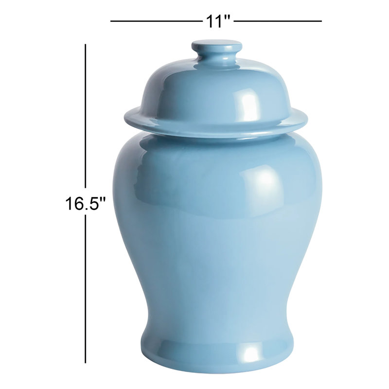 Ricki Ceramic Ginger Jar, Light Blue, 16.5"