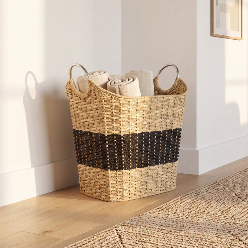 Solana Seagrass Two-Toned Storage Basket