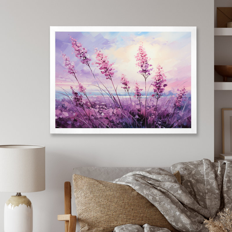 Bladensburg Lilacs Field Pointillism Dot I Framed On Canvas Print, Cadre simple blanc, H 24 po x l 32 po x P 1 po