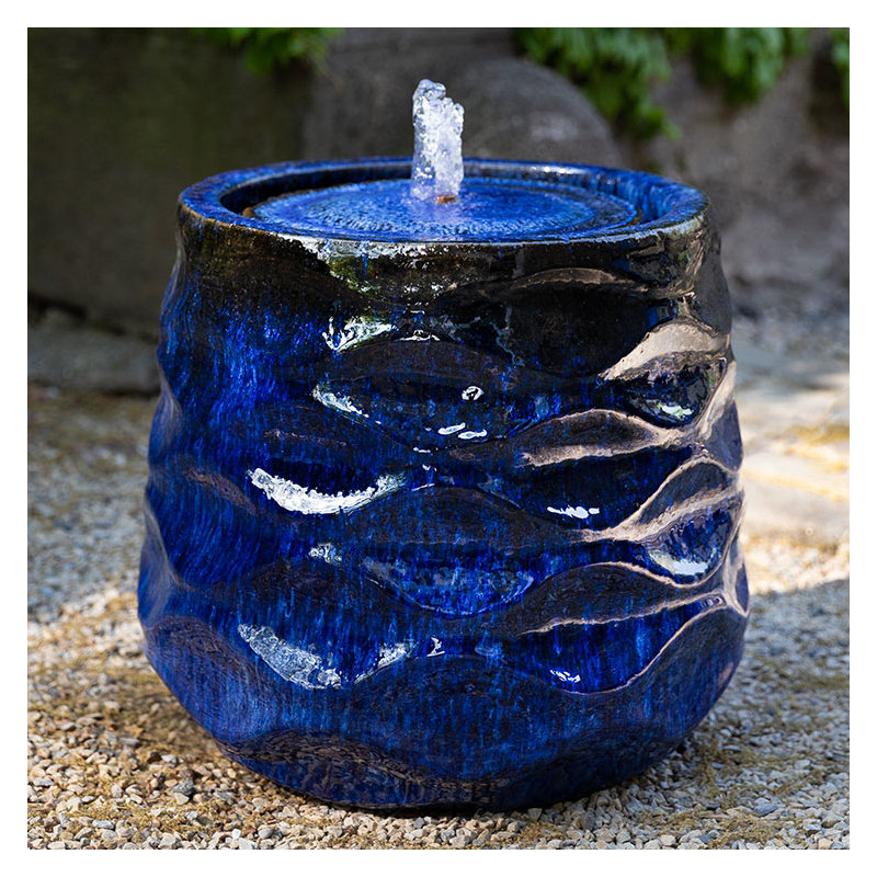 Fontaine de poterie émaillée Rumba, 33.75" H x 21.75" L x 21.75" D