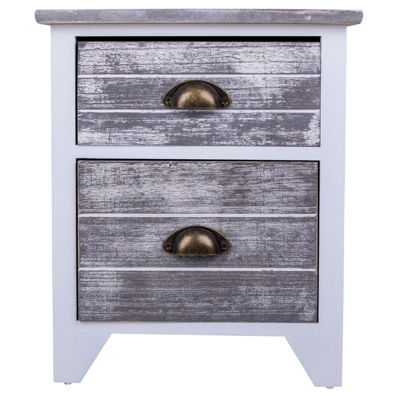 Malachi 38cm W Solid + Manufactured Wood Bedside Table, Grey