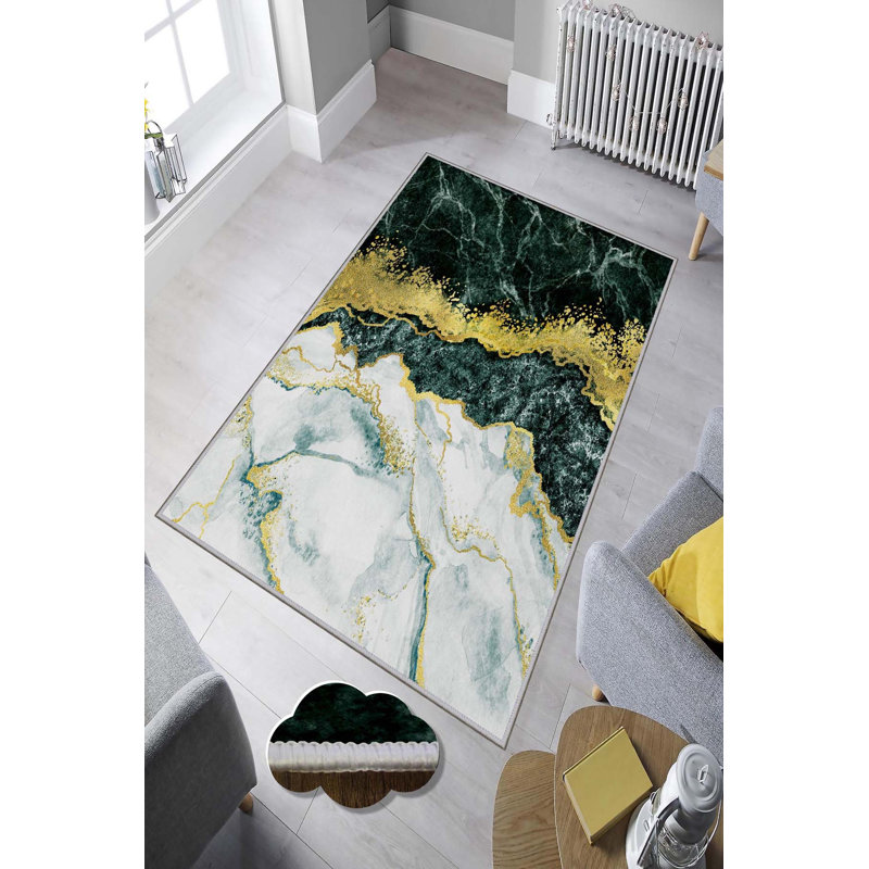 Premium Woven Carpet, 5.9 x 9.2 ft, 100% Polyester, 650 g/m² | Antibacterial, Non-Slip PVC Underside, 0.3 in Pile Height | Machine Washable, 3D Digital Printing | Perfect for Living Room, Bedroom, & Office Decor