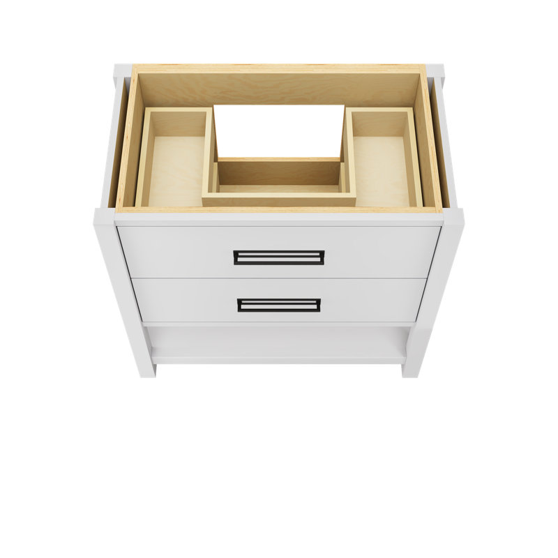 Kiawah Two-Drawer Single Bath Vanity, Strong White, Matte Black, 36"