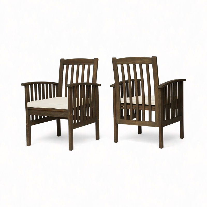 Gerry Dining Chair, Slatted Back Outdoor, Cream, Gray, 2