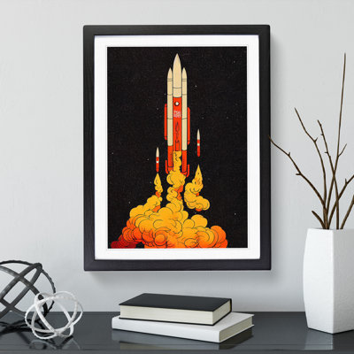 XV1022-4010X Spaceship Rocket Vintage Art No.2 - Single Picture Frame Print