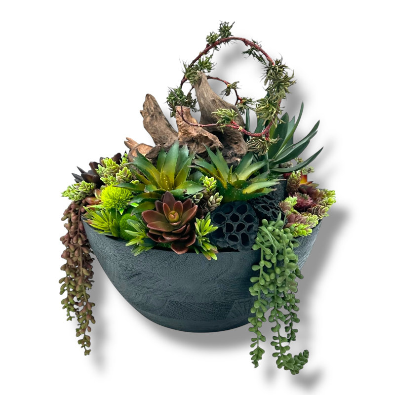 Grand vase circulaire noir en bois