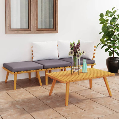 Ensemble de salon de jardin d'extérieur gris foncé et blanc