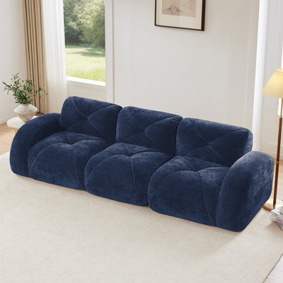 Canapé 110 po sans tissu avec velours doux et capitonné, canapé modulaire modulaire, éponge haute densité 32D, conception antidérapante, conception ergonomique inférieure, aucun assemblage requis, pour étude, cinéma maison