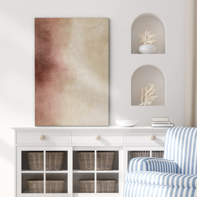 «Pink and Beige Abstract Gradient Art», reproduction d'art sur toile encadrée