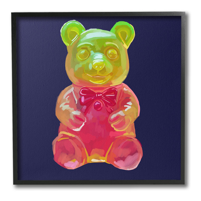 «Candy Bear On Blue Single Photo Frame» par Amelia Noyes sur toile, Giclée encadrée noir minuit, H 12 po x l 12 po