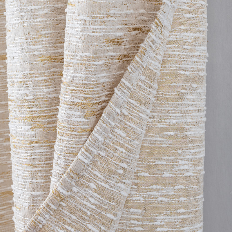 Paire de rideaux en jacquard tissé Aryella, Beige, 54 po x 90 po, 1