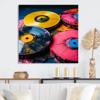 Pink Vinyl Records Display III - Vinyl Records Metal Wall Art