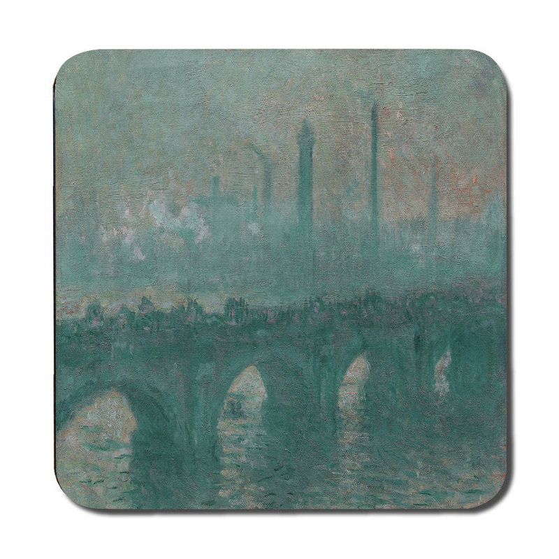 Teal Cityscape Bridge Placemat And Coaster Set Art Print