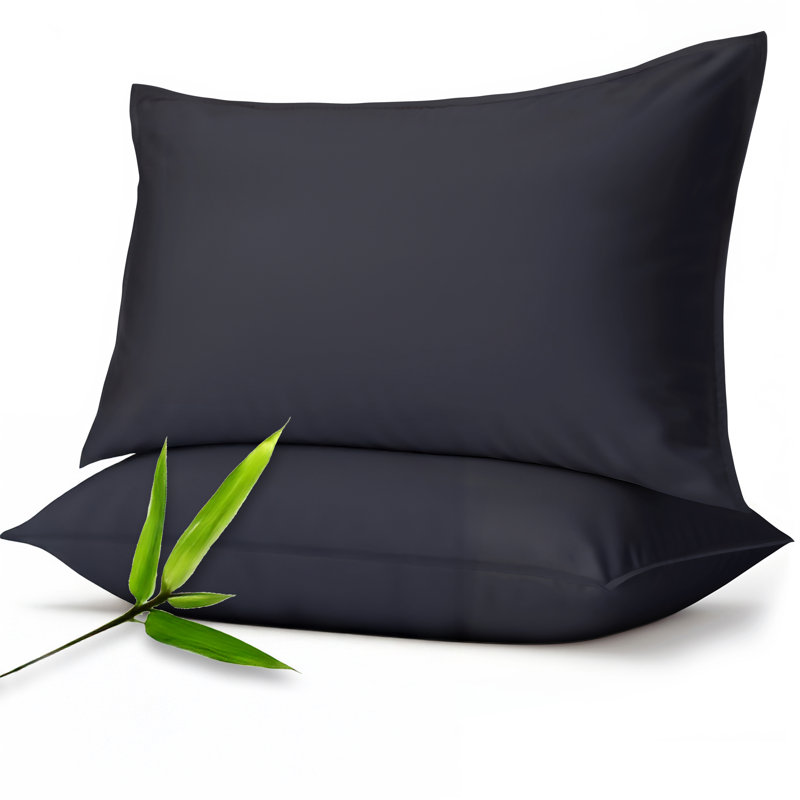 100% Viscose from Bamboo Pillowcases Only, 300 Thread Count, Hidden Zipper, Cooling Breathable, Bedding Pillow Covers for Hot Sleepers - Gift-Ready Packaging, PACK OF 2 (Black)