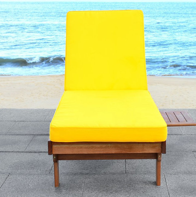 Jivera 28" Eucalyptus Patio Chaise Lounge, Natural, Yellow