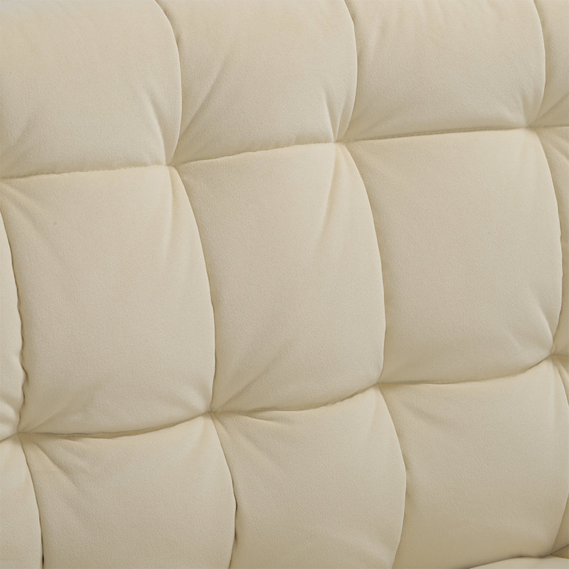 Bayaud Velvet Accent Chair with Footstool, Beige