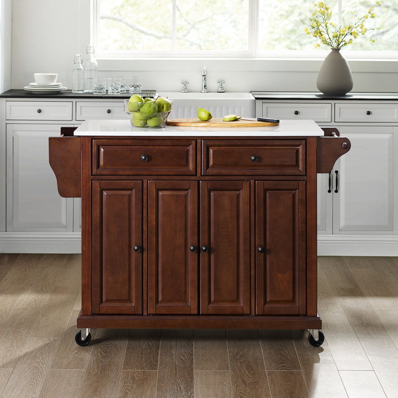 Baisden Granite Top Kitchen Island, Mahogany
