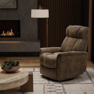 Global Home Swivel Glider Recliner With Manual Adjustable Headrest & Footrest In Texas Slate