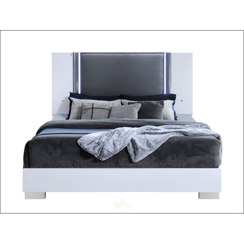 Grand lit blanc lune avec DEL Moon Smooth
