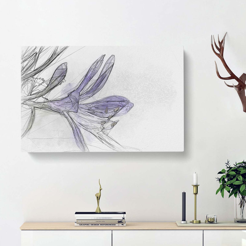 Lilac Lilly Flower In Bloom In Abstract - Wrapped Canvas Print, 40cm H x 60cm W x 3cm D