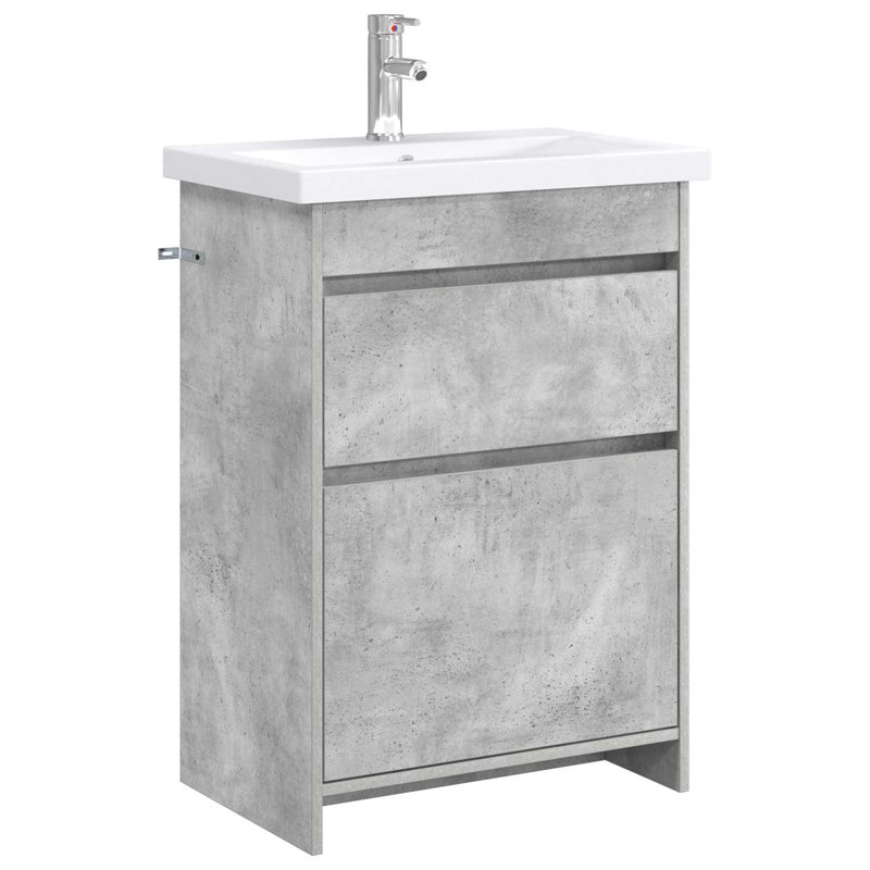 Vanity & Mirror Set, Concrete Grey