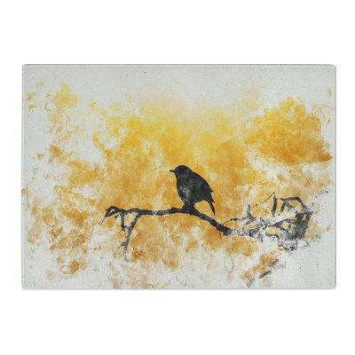 Bird at Sunset Watercolour Chopping Board