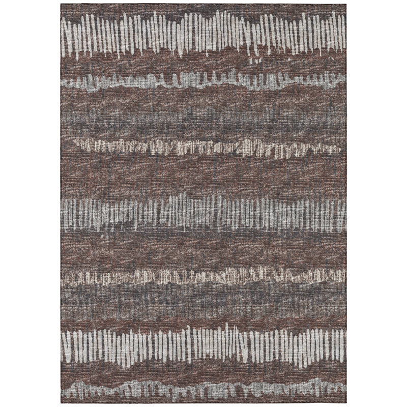 Chenille Striped Indoor / Outdoor Rug, Rectangle 3' x 5'